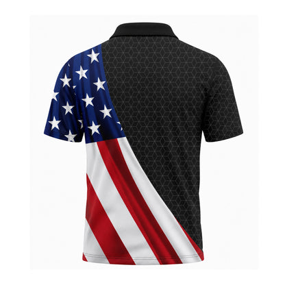 Custom USA Flag Pickleball Polo Shirt