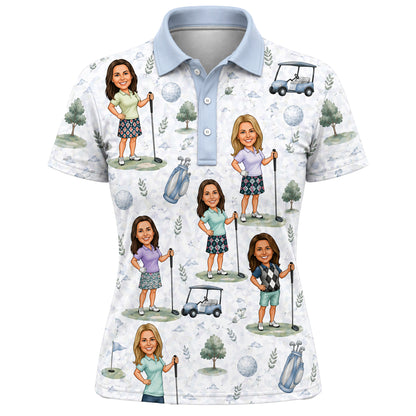 Custom Face Caricature Golf Polo Shirt