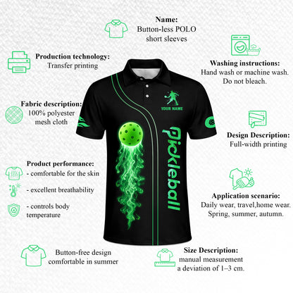 Custom Neon Fire Pickleball Polo