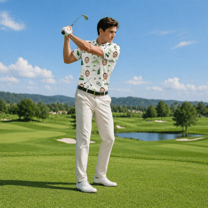 Custom Face Golf Polo Shirt Funny All Over Print