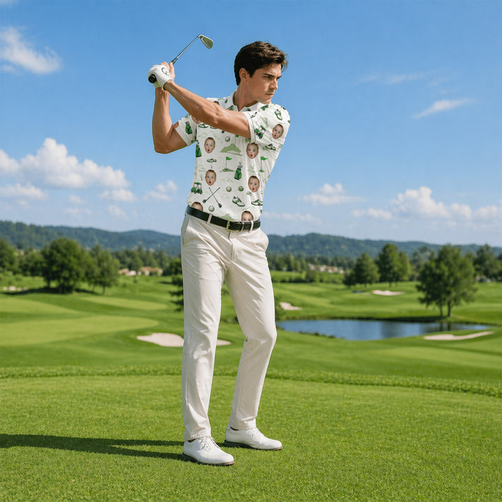 Custom Face Golf Polo Shirt Funny All Over Print