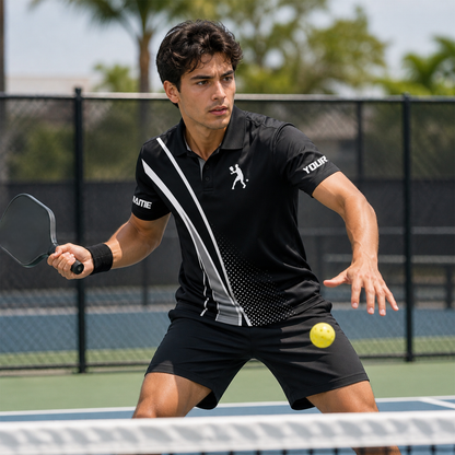 Custom Black Pickleball Polo Shirt