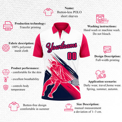 Custom Name & Number Athletic Tennis Polo Shirt