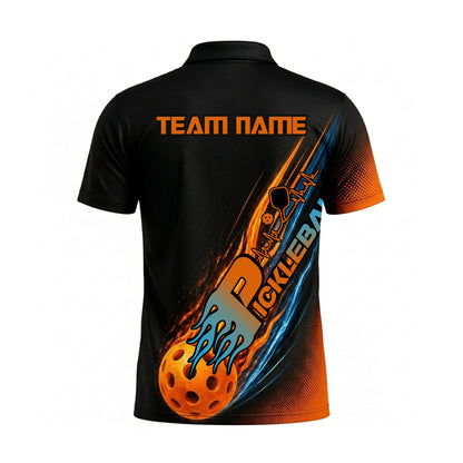 Custom Pickleball Team Polo Shirt Fire Design