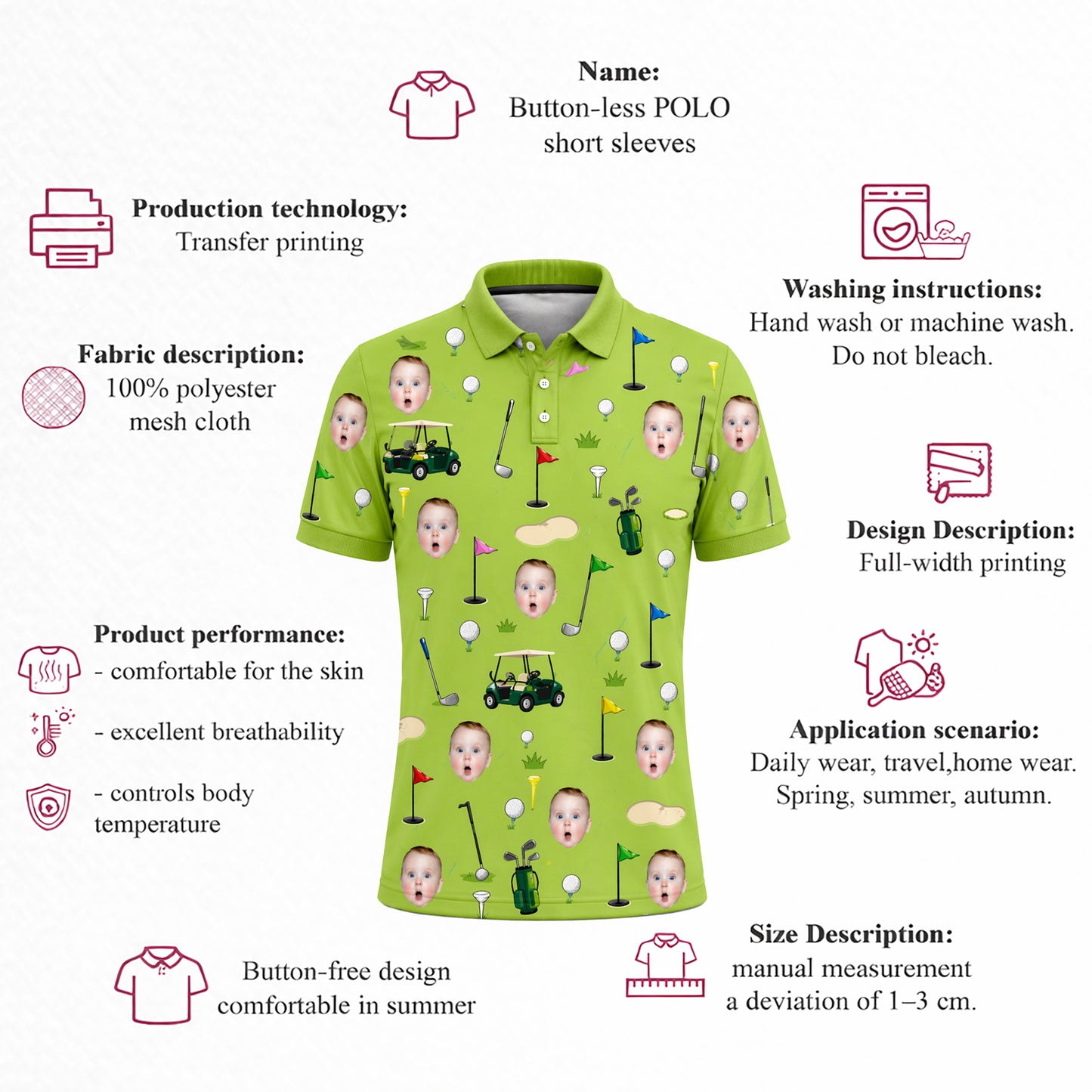 Funny Custom Face Golf Polo Shirt