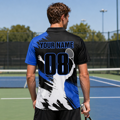 Custom Blue Tennis Polo Shirt Personalized Name Number