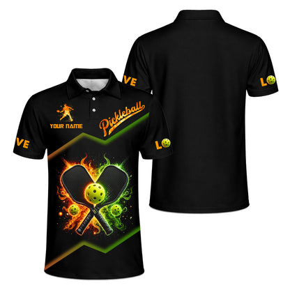 Custom Fire Pickleball Polo Shirt