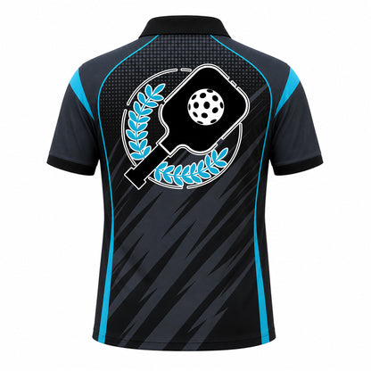 Custom Pickleball Polo Black Blue