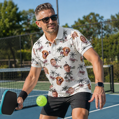 Custom Face Tropical Polo Pickleball Shirt