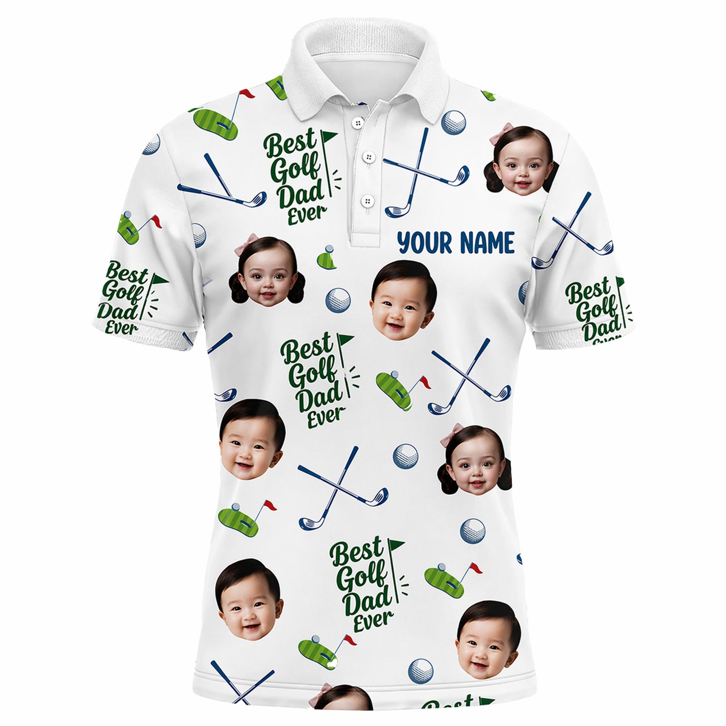 Custom Face Best Golf Dad Ever Polo