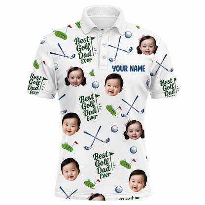 Custom Face Best Golf Dad Ever Polo
