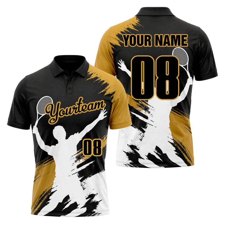 Custom Tennis Polo Black Gold