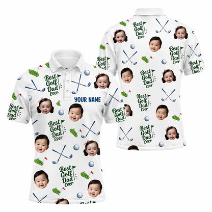 Custom Face Best Golf Dad Ever Polo