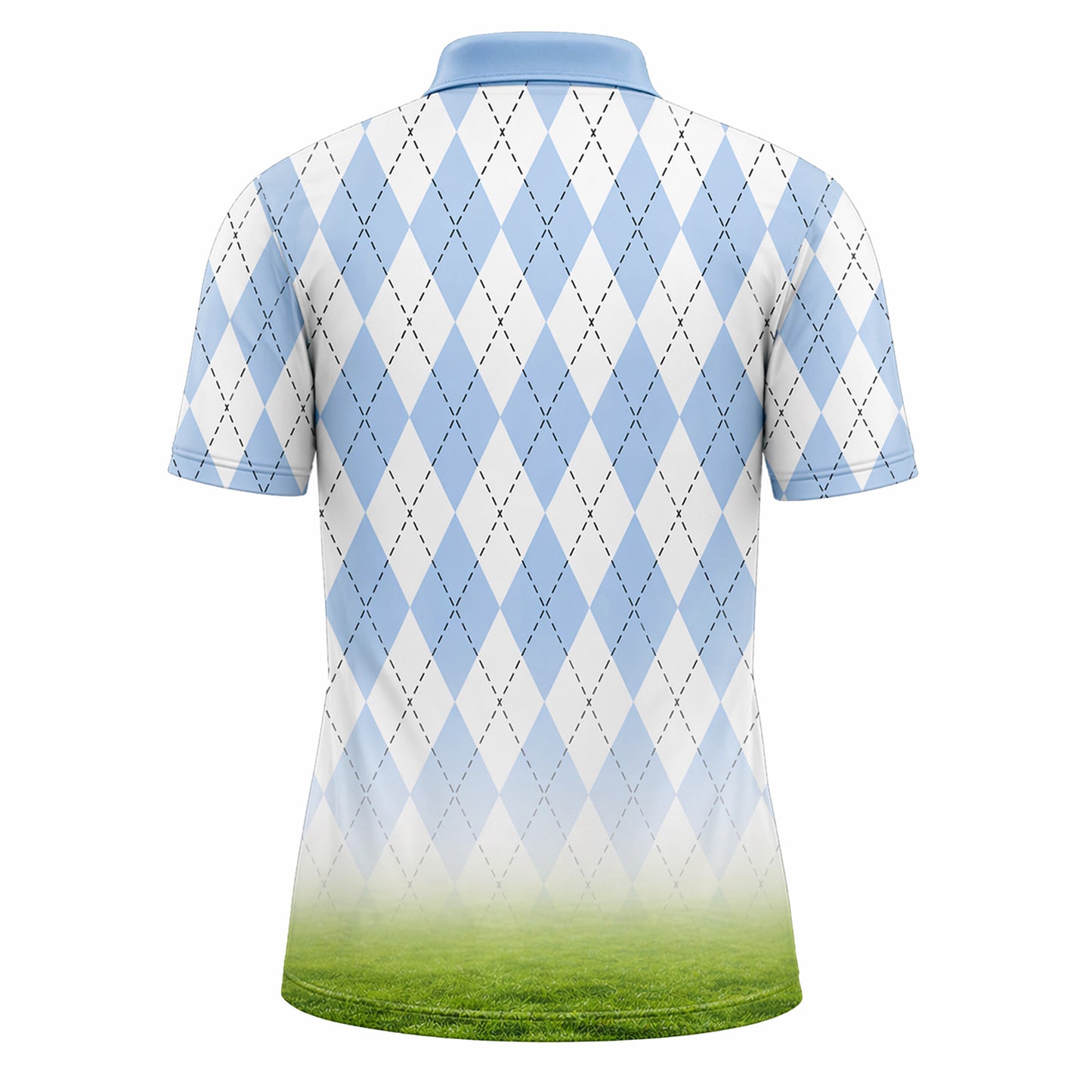 Custom Argyle Golf Polo Shirt Light Blue