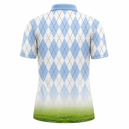 Custom Argyle Golf Polo Shirt Light Blue