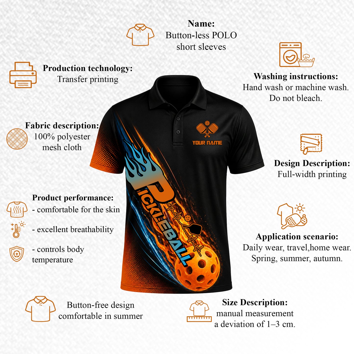 Custom Pickleball Team Polo Shirt Fire Design