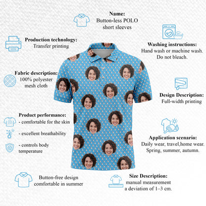 Personalized Custom Face Photo All Over Print Polo Shirt