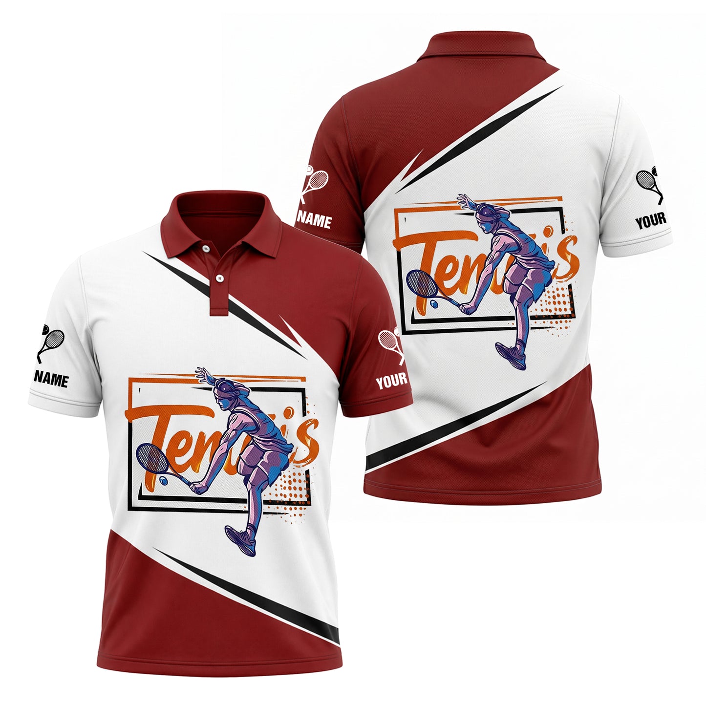 Custom Name Personalized Tennis Polo Shirt