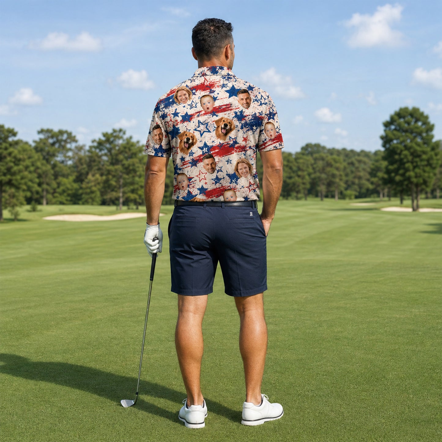 Custom Face American Flag Polo