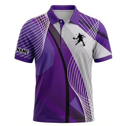 Custom Pickleball Polo Shirt Purple Design