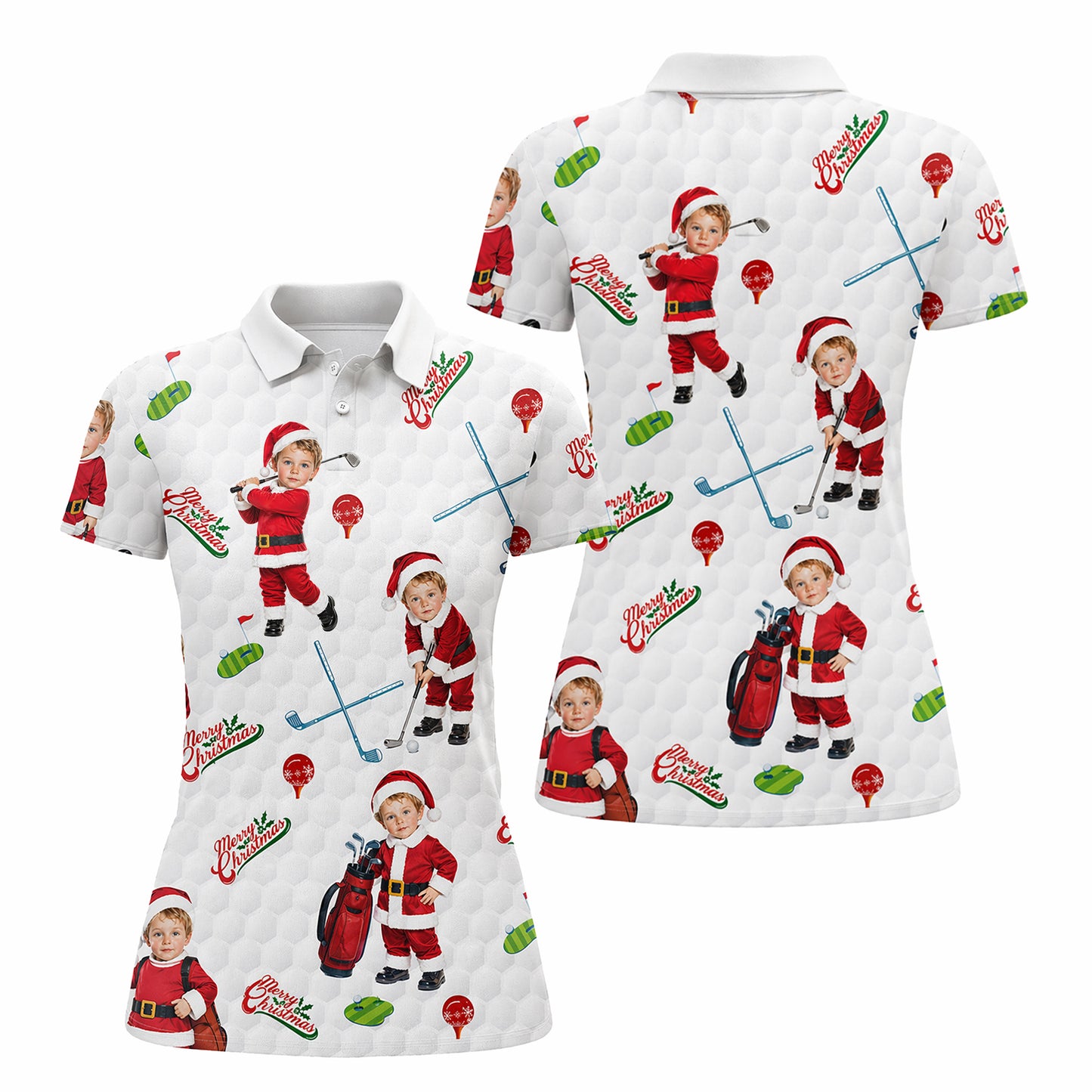 Women's Christmas Santa Boy Golf Polo