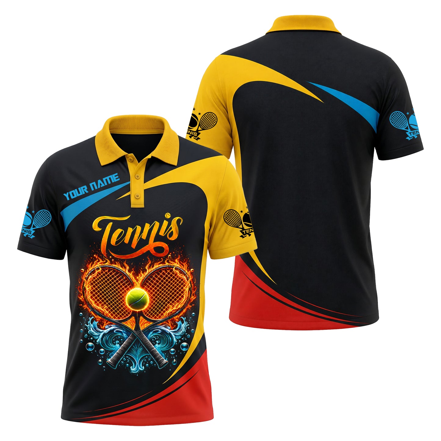 Custom Tennis Flame Polo Shirt