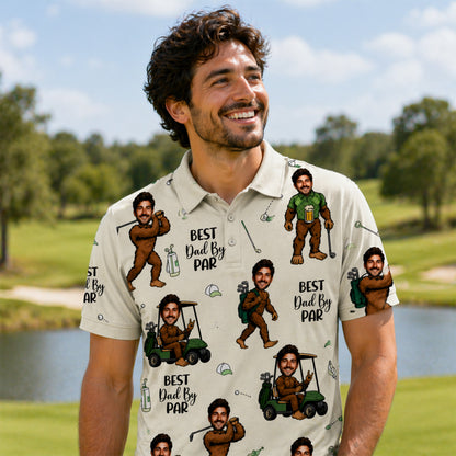 Custom Face Golf Dad By Par Polo Shirt
