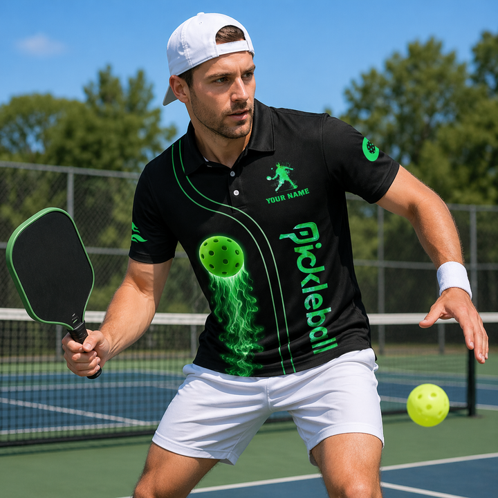 Custom Neon Fire Pickleball Polo