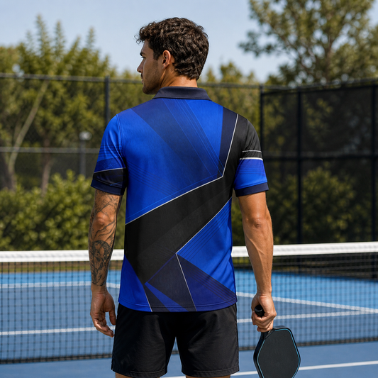 Custom Pickleball Polo Shirt Blue Athletic
