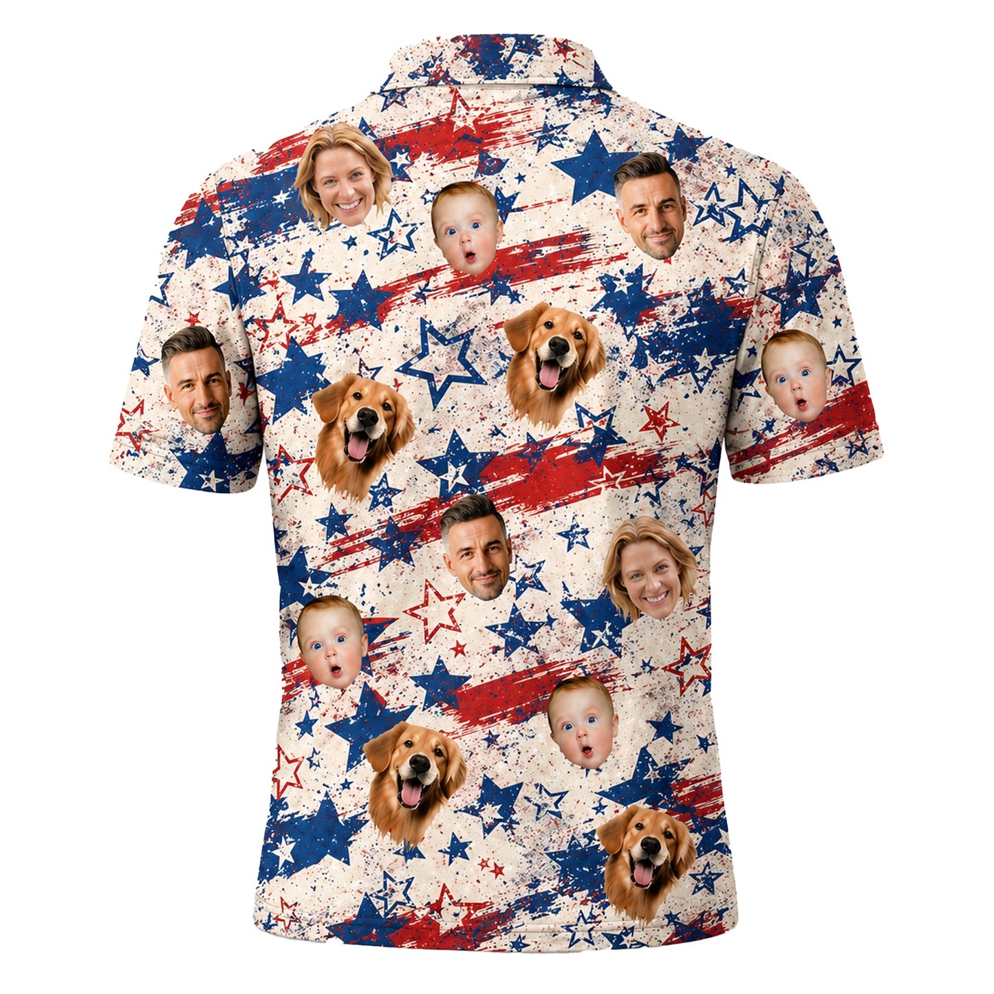 Custom Face American Flag Polo