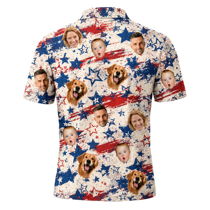 Custom Face American Flag Polo
