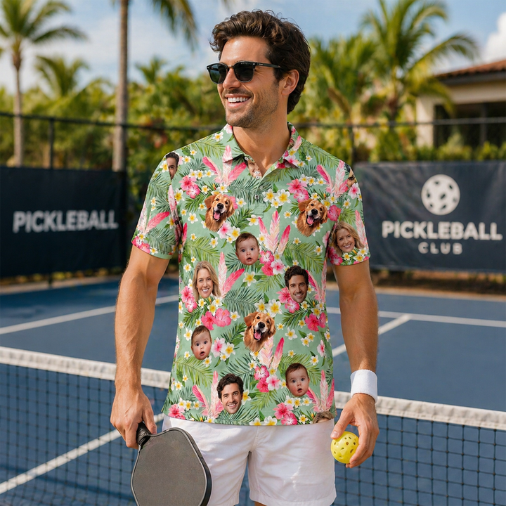 Custom Face Tropical Pickleball Shirt