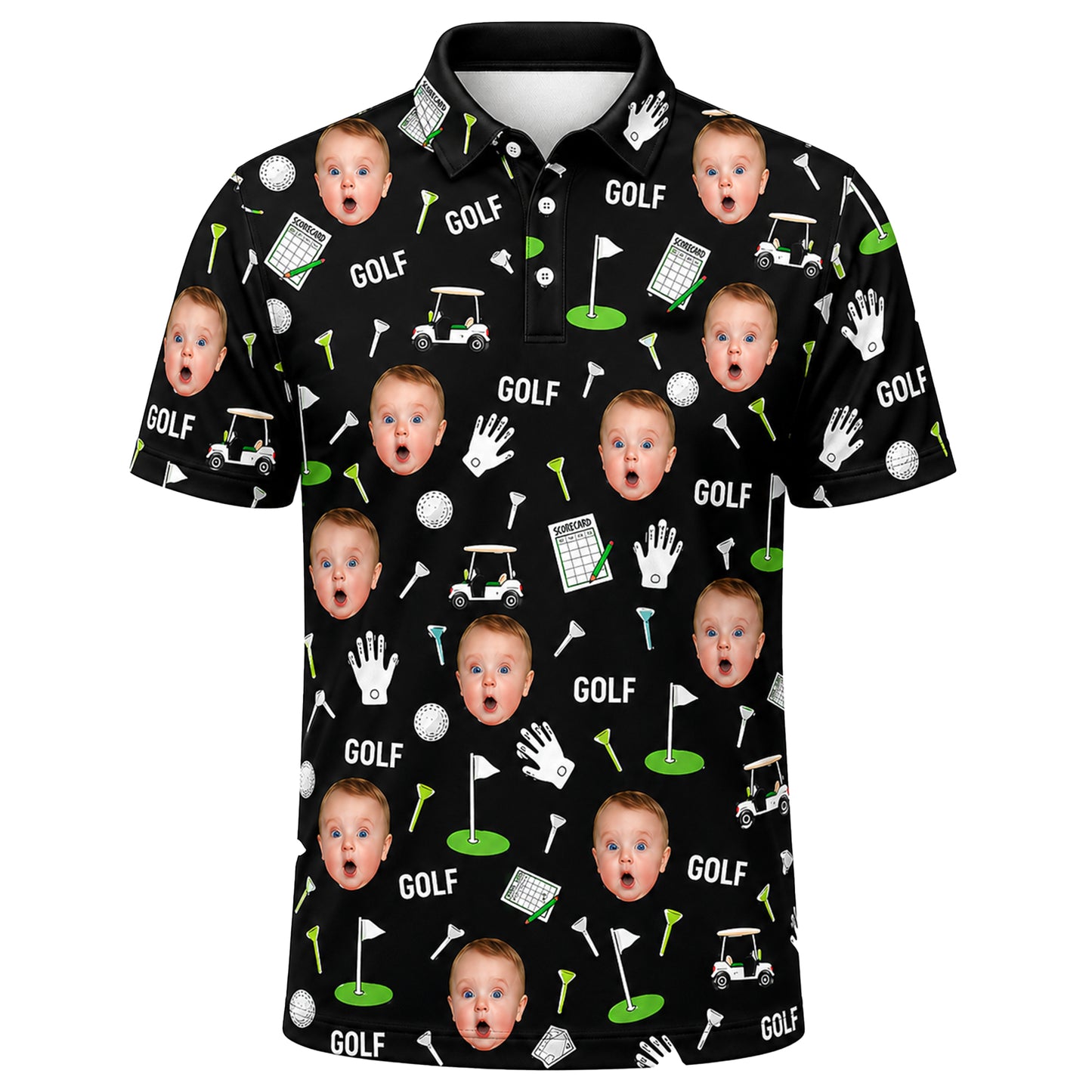 Custom Face Print Funny Golf Men's Personalized Polo