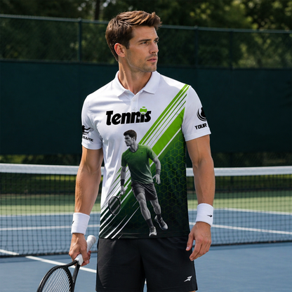 Men's Graphic Tennis Polo Shirt Quick Dry