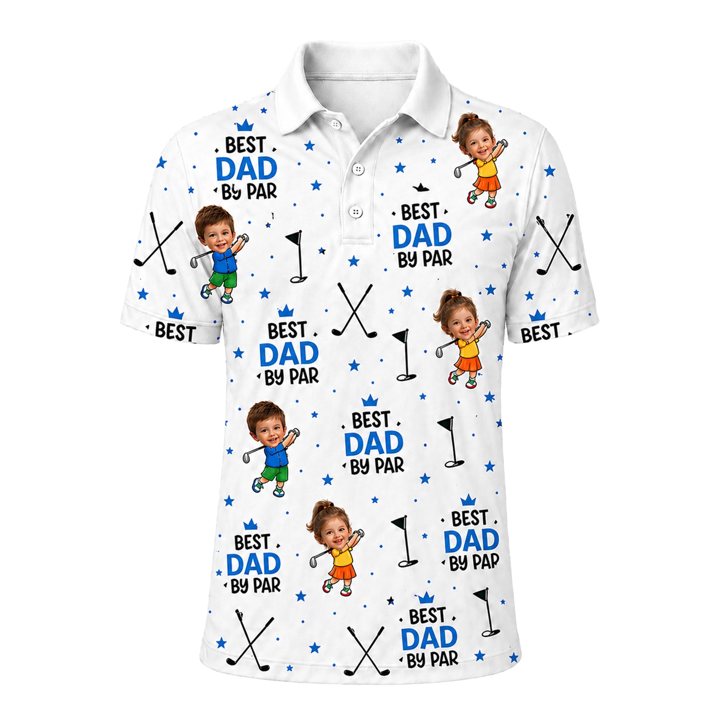 Custom Face Kids Golf Polo Shirt Best Dad By Par