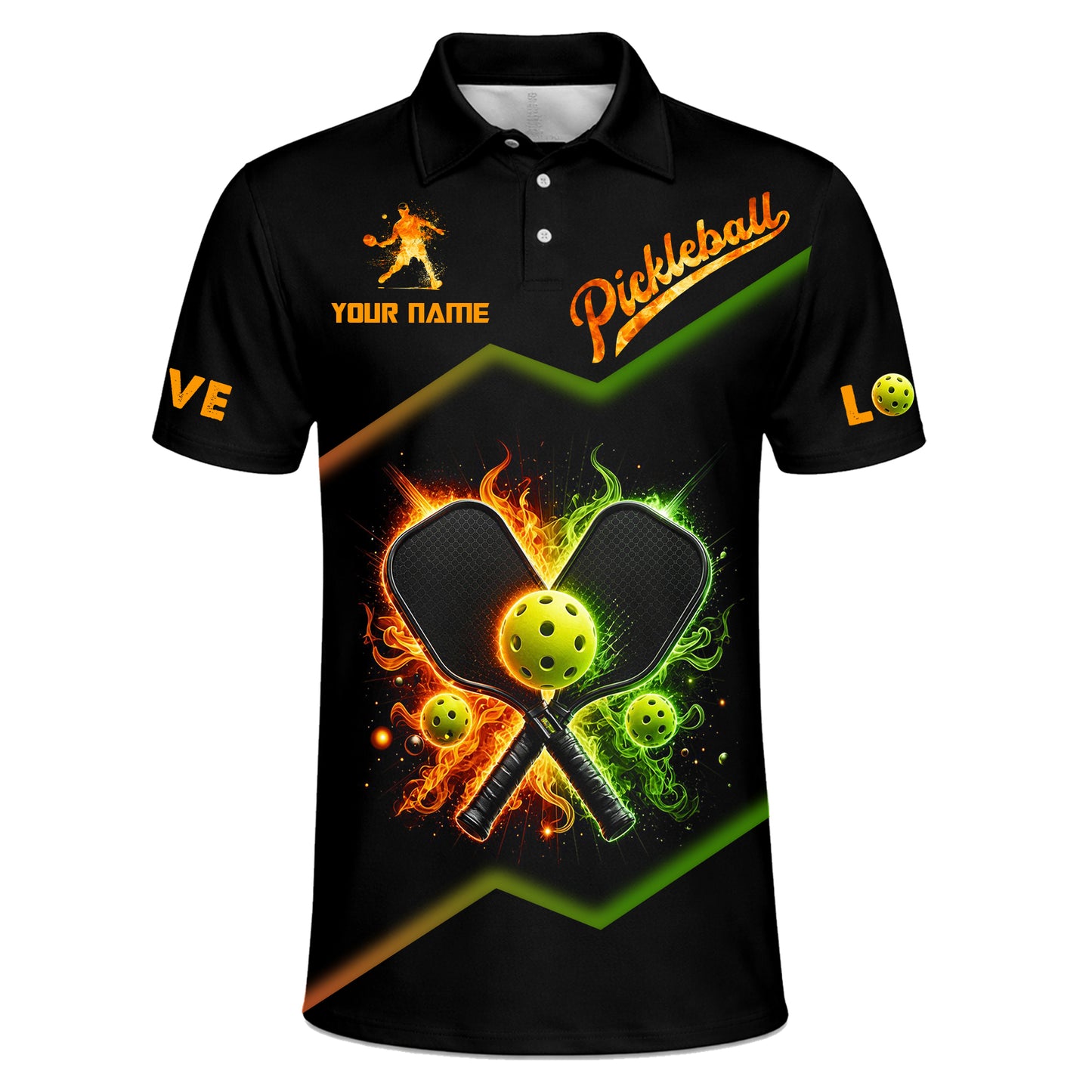 Custom Fire Pickleball Polo Shirt