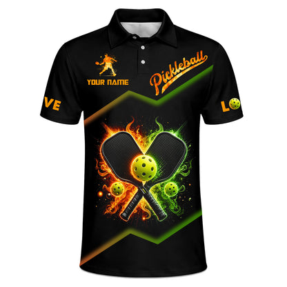 Custom Fire Pickleball Polo Shirt