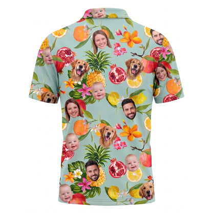 Custom Face Tropical Fruit Hawaiian Polo Shirt