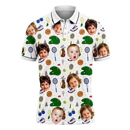 Custom Kids Face Sports Polo Shirt Funny Gift