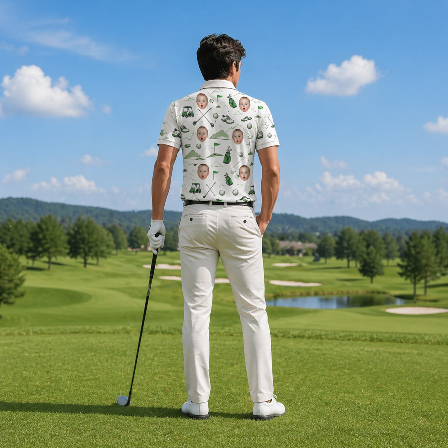 Custom Face Golf Polo Shirt Funny All Over Print