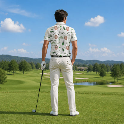 Custom Face Golf Polo Shirt Funny All Over Print