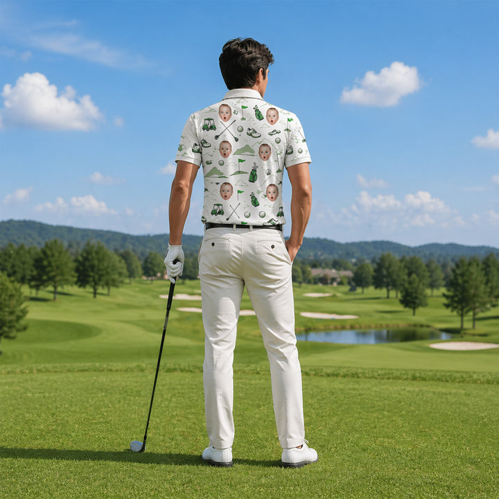 Custom Face Golf Polo Shirt Funny All Over Print