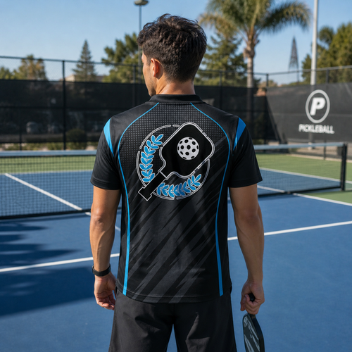 Custom Pickleball Polo Black Blue