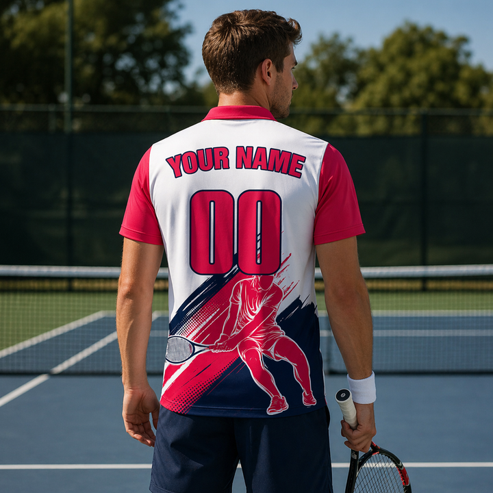 Custom Name & Number Athletic Tennis Polo Shirt