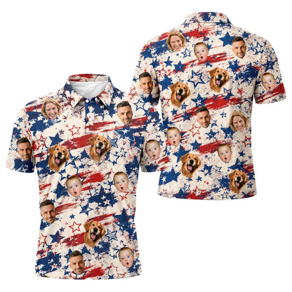 Custom Face American Flag Polo