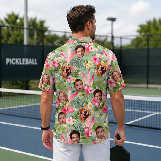 Custom Face Tropical Pickleball Shirt