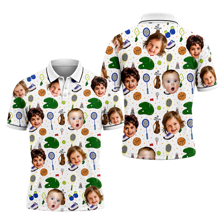 Custom Kids Face Sports Polo Shirt Funny Gift