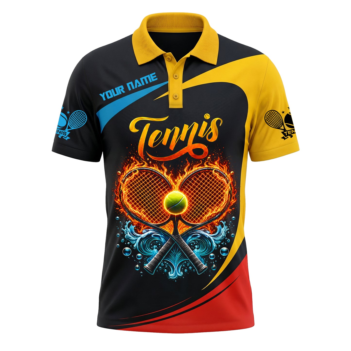 Custom Tennis Flame Polo Shirt