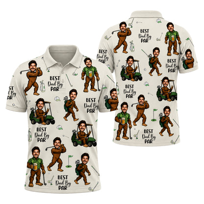 Custom Face Golf Dad By Par Polo Shirt