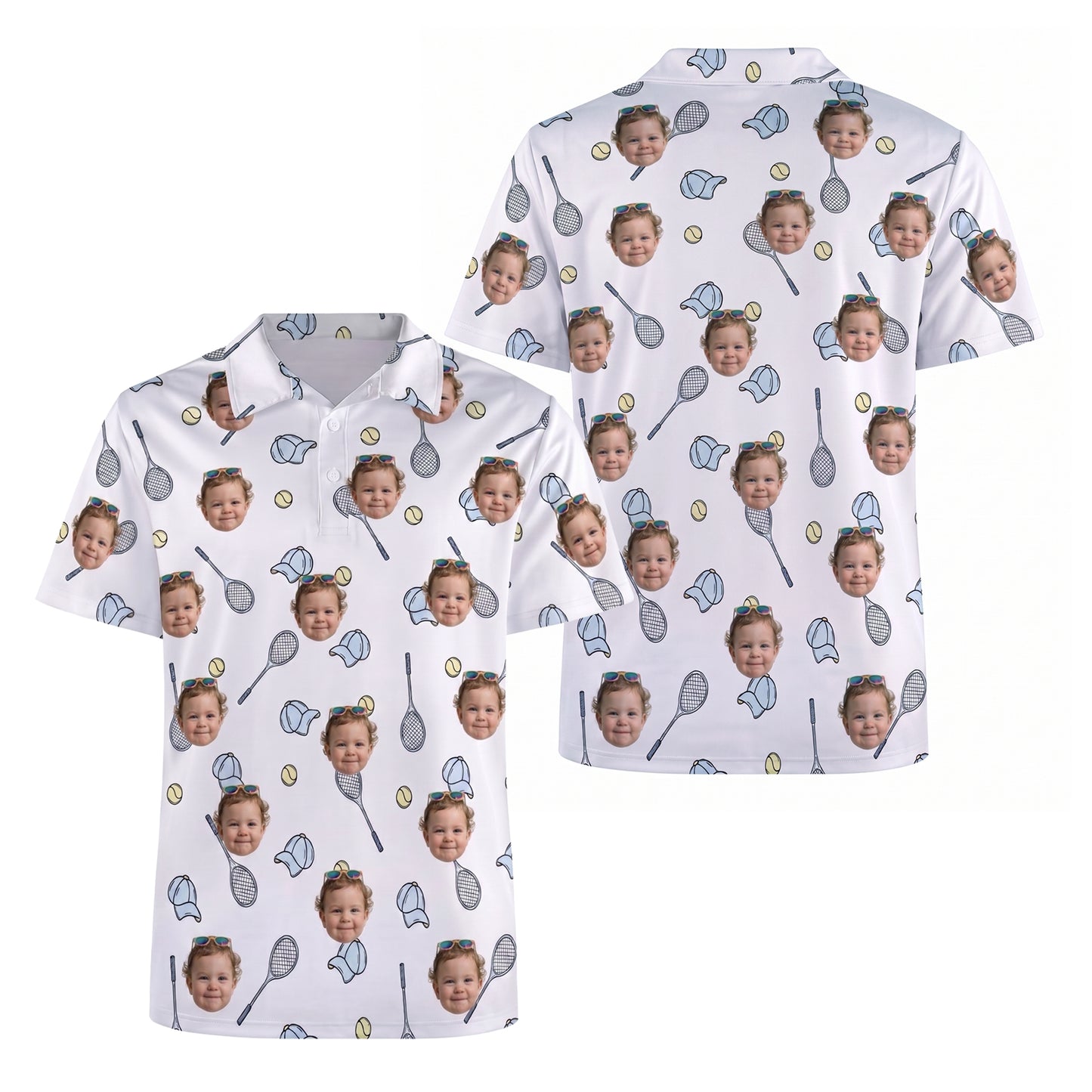 Custom Face Men's Tennis Polo Shirt Sporty Pattern